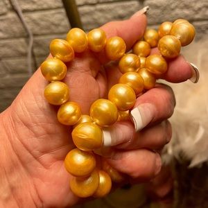 Authentic deep golden south sea pearl necklace